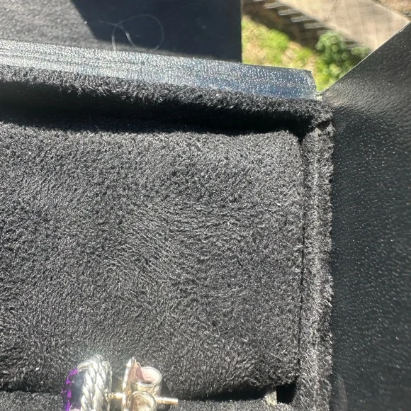 David Yurman Purple Stud Earrings Amethyst with sterling silver studs. - Picture 4 of 5